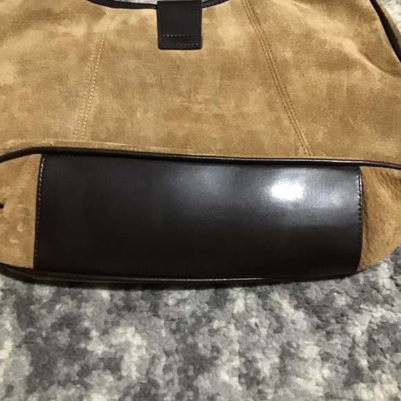 Vintage Wilson’s Leather Purse 90s Maxima Suede Shoulder Bag Y2K Tan Beige Zip - Picture 7 of 8